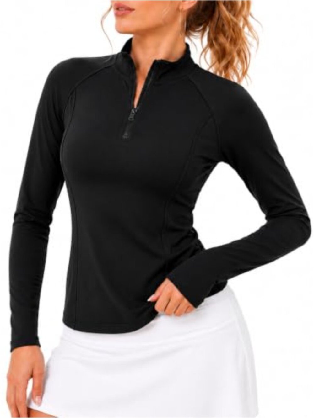Women's Half Zip Workout Top Athletic Golf Shirt Slim Fit Quarter Zip Pullover